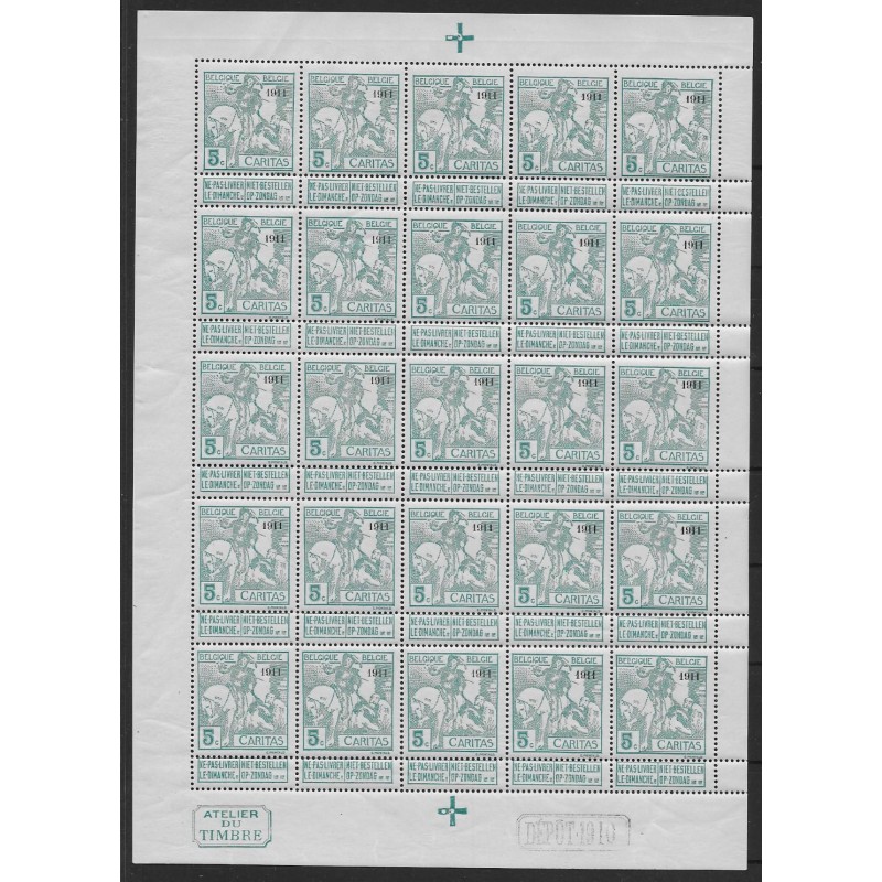 1911 - COB 96** - Scott B11 - SHEET OF 25 - Scarce