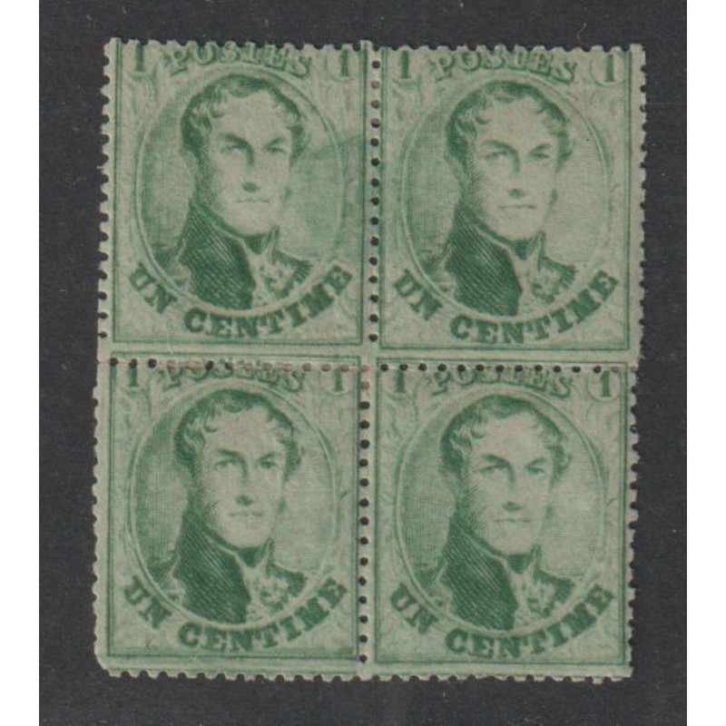 1865 - COB 13Bb* - SCOTT 13 - Perf. 14 1/2 - Block of 4